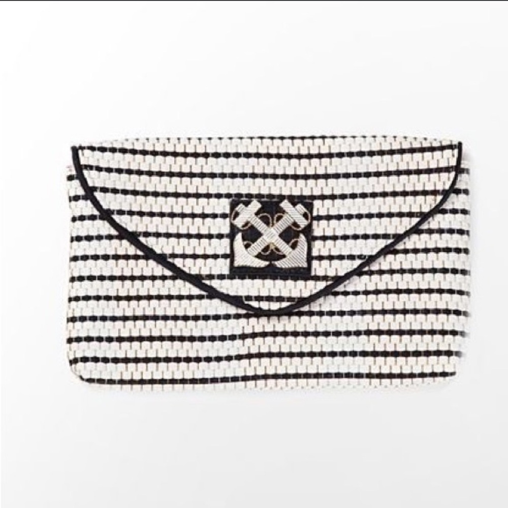 Lilly Pulitzer Navy and White Striped Clutch
